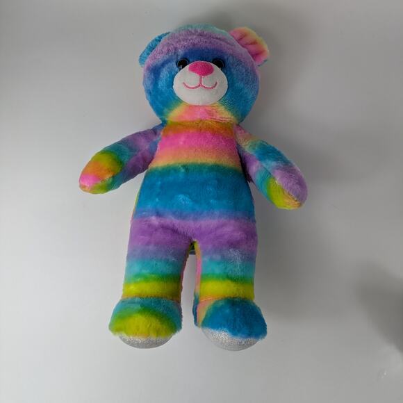 Build A Bear Rainbow Cub Teddy 16" Plush 2019 Retired Glitter Metallic Feet BAB - Picture 2 of 8